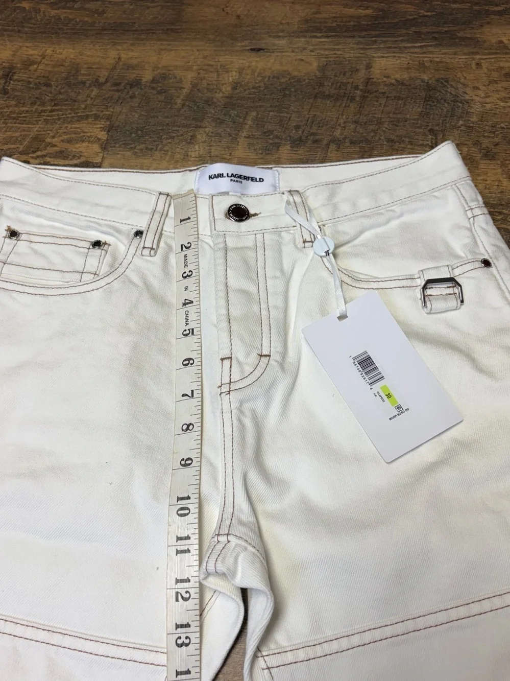 NEW Karl Lagerfeld Contrast Stitch Carpenter Natural Denim Pant Men 30X30 Cotton